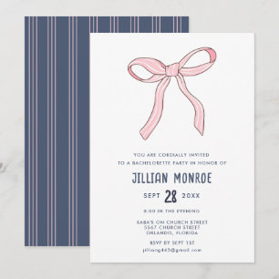 Invitation Coquette Bachelorée Rose Bleu