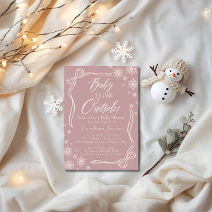 Invitation Coquette Bébé il fait froid dehors rose baby showe