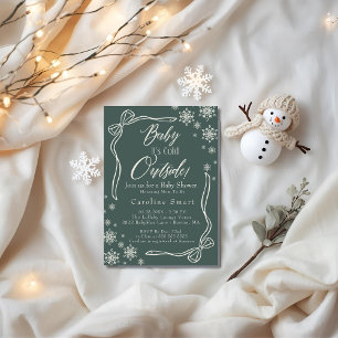 Invitation Coquette Bébé il fait froid dehors vert baby showe