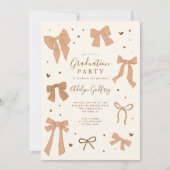 Invitation Coquette Beige Bow Graduation Party (Devant)