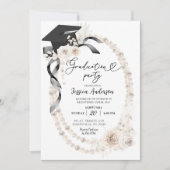 Invitation Coquette Black Bow et Pearl Boho (Devant)