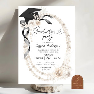 Invitation Coquette Black Bow et Pearl Boho