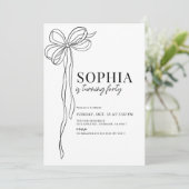 Invitation Coquette Black Bow Ribbon Adulte Anniversaire (Debout devant)