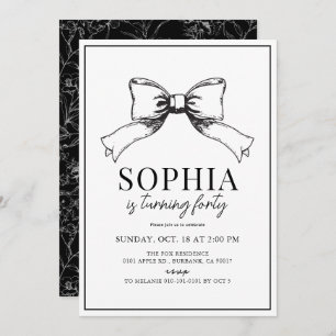 Invitation Coquette Black Bow Ribbon Adulte Anniversaire