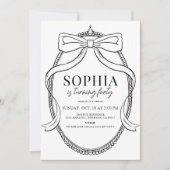 Invitation Coquette Black Bow Ribbon Frame Adulte Anniversair (Devant)