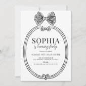 Invitation Coquette Black Bow/Ribbon Frame Adulte Anniversair (Devant)