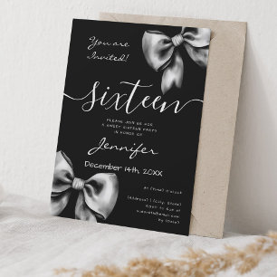 Invitation Coquette Black Bow Sweet 16 Anniversaire