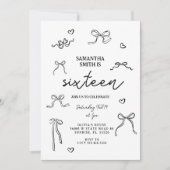 Invitation Coquette Black Bows 21e fête d'anniversaire (Devant)