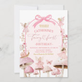 Invitation Coquette Blanc et Rose Fée Premier Anniversaire (Devant)
