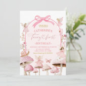 Invitation Coquette Blanc et Rose Fée Premier Anniversaire (Debout devant)