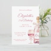 Invitation Coquette Blanc rose pâle et vin 21e anniversaire (Debout devant)
