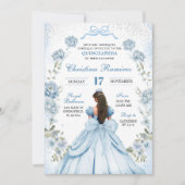 Invitation coquette bleu arc princesse quinceanera (Devant)