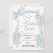 Invitation Coquette Blue Bow/Ribbon Boy Baby shower (Devant)
