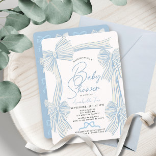 Invitation Coquette Blue Bow/Ribbon Boy Baby shower