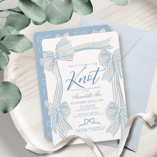 Invitation Coquette Blue Bow Tying Fête des mariées de noeud