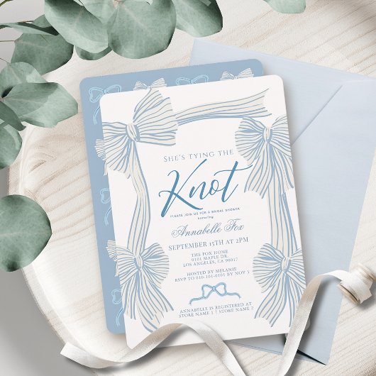 Invitation Coquette Blue Bow Tying Fête des mariées de noeud