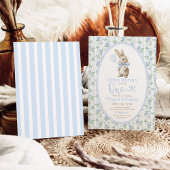 Invitation Coquette Blue Bunny Lapin Vintage 1er Anniversaire