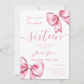 Invitation Coquette Blush Pink Bow Sweet 16 Anniversaire (Devant)