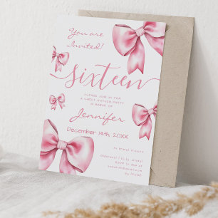 Invitation Coquette Blush Pink Bow Sweet 16 Party