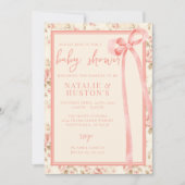 Invitation Coquette Blush Pink Bow Whimsical mignon Baby show (Devant)