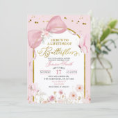 Invitation Coquette Blush Pink Butterfly Bridal Shower (Debout devant)