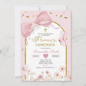 Invitation Coquette Blush Pink Butterfly Primera Communion (Devant)