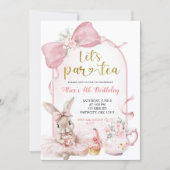 Invitation Coquette Blush Pink Floral Bow Bunny Tea Party (Devant)
