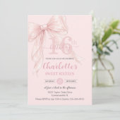 Invitation Coquette Blush Pink Ribbon Bow 16th Birthday (Debout devant)
