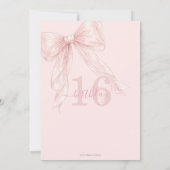 Invitation Coquette Blush Pink Ribbon Bow 16th Birthday (Dos)