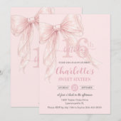 Invitation Coquette Blush Pink Ribbon Bow 16th Birthday (Devant / Derrière)