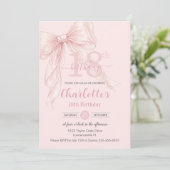 Invitation Coquette Blush Pink Ribbon Bow 18th Birthday (Debout devant)