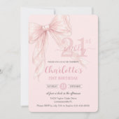 Invitation Coquette Blush Pink Ribbon Bow 21st Birthday (Devant)