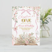 Invitation coquette blush pink storybook birthday (Debout devant)