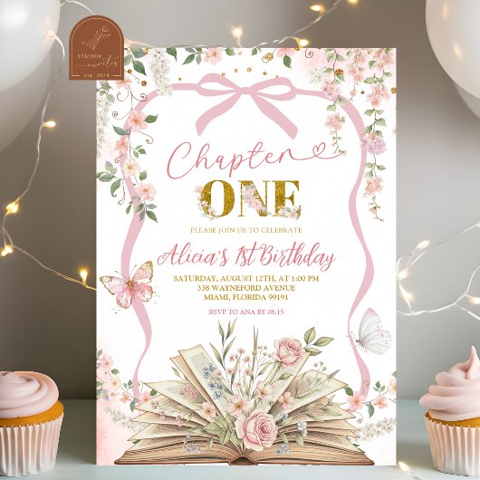 Invitation coquette blush pink storybook birthday