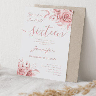 Invitation Coquette Blush Rose Sweet 16 Glam Floral