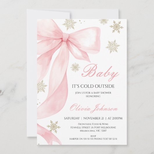 Invitation Coquette Bow Baby C'est du Baby shower froid (Devant)