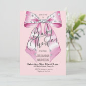 Invitation Coquette Bow Baby shower Fille (Debout devant)