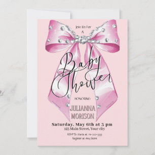 Invitation Coquette Bow Baby shower Fille
