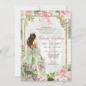 Invitation Coquette Bow Ballroom Sage Blush Pink Quinceanera (Devant)