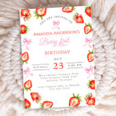Invitation Coquette Bow Berry First Strawberry First Birday