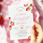 Invitation Coquette Bow Berry First Strawberry First Birday