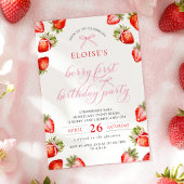Invitation Coquette Bow Berry First Strawberry First Birday
