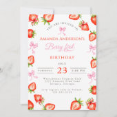 Invitation Coquette Bow Berry First Strawberry First Birday (Devant)