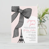 Invitation Coquette Bow Bonjour Bébé Baby shower parisien (Debout devant)