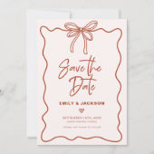 Invitation Coquette Bow Bordure Mariage Enregistrer La Date (Devant)