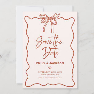 Invitation Coquette Bow Bordure Mariage Enregistrer La Date