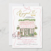 Invitation Coquette Bow Café parisien French Girl Baby shower (Devant)