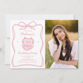 Invitation Coquette bow Cake anniversaire (Devant)