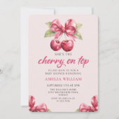 Invitation Coquette Bow Cherry sur le Baby shower supérieur I (Devant)