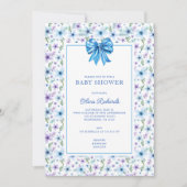Invitation Coquette Bow Fleur sauvage Boy Baby shower Floral (Devant)
